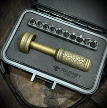 Load image into Gallery viewer, The Turas Bit Driver Aged Brass w/ Cobblestone Grip #606
