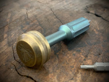 Load image into Gallery viewer, The Turas V2 EDC Bit Driver Green Titanium  w/ Brass Cap #246
