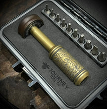 Load image into Gallery viewer, The Turas Bit Driver Tumbled Brass w/ Kraken Grip #554
