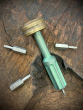 Load image into Gallery viewer, The Turas V2 EDC Bit Driver Green Titanium w/ Brass Cap #317

