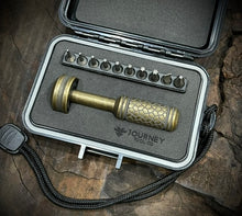 Load image into Gallery viewer, The Turas Bit Driver Aged Brass w/ Cobblestone Grip #609
