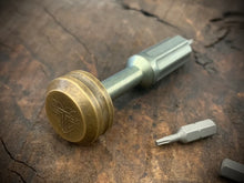 Load image into Gallery viewer, The Turas V2 EDC Bit Driver Green Titanium w/ Brass Cap #263
