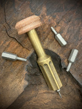 Load image into Gallery viewer, The Turas V2 EDC Bit Driver Aged Brass w/ Canvas Micarta Cap #229
