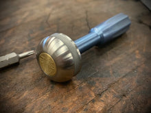 Load image into Gallery viewer, The Turas Elite V2 EDC Bit Driver Blue Titanium w/ Ti &amp; Brass Inlay #307
