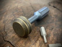 Load image into Gallery viewer, The Turas V2 EDC Bit Driver Blue Titanium  w/ Brass Cap #252

