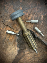 Load image into Gallery viewer, The Turas V2 EDC Bit Driver Dirty Dog Brass w/ Black Micarta Cap
