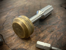 Load image into Gallery viewer, The Turas V2 EDC Bit Driver Raw Titanium w/ Brass Cap #312
