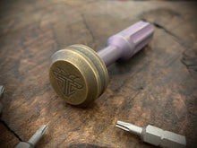 Load image into Gallery viewer, The Turas V2 EDC Bit Driver Aged Purple Titanium w/ Brass Cap #306
