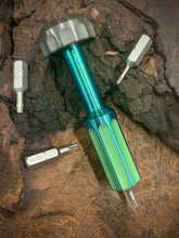 Load image into Gallery viewer, The Turas V2 EDC Bit Driver Duel Ano Green w/ Zirconium Cap
