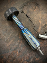 Load image into Gallery viewer, The Turas V2 EDC Bit Driver Moku-Ti w/ Blued Damasteel Cap
