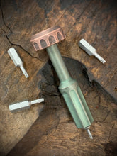 Load image into Gallery viewer, The Turas V2 EDC Bit Driver Aged Green Titanium w/ Copper Cap
